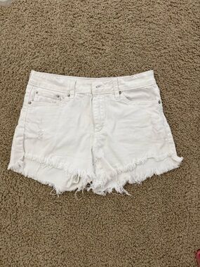 Just USA White Distressed Frayed Hem Denim Shorts